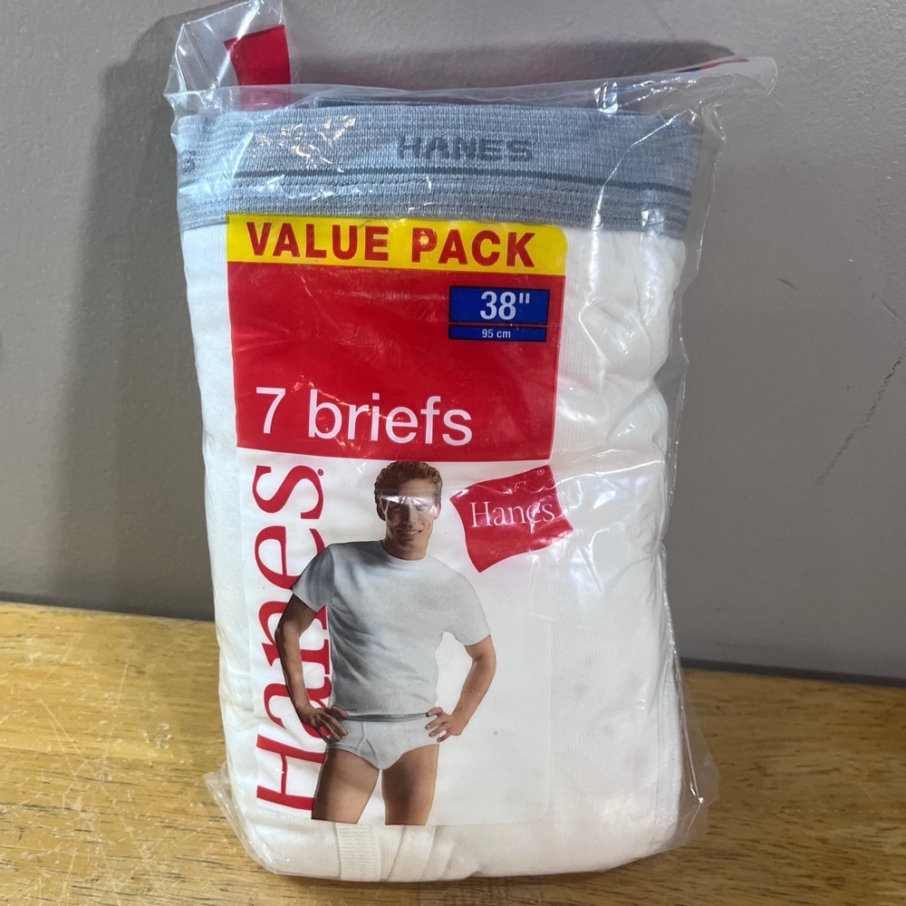 Hanes Briefs Mens 38 White Vtg 2006 7 Pack Comfortweave Full Cut Cotton